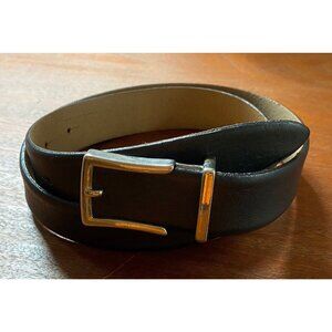 Genuine Italian Leather Belt With Silver Buckle By San Mono Fits 28"-33"